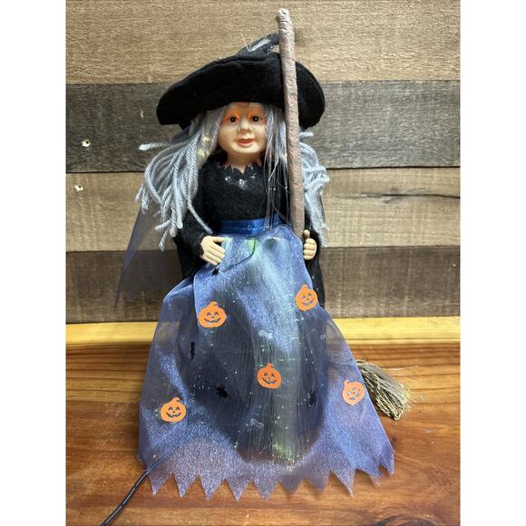 Fine Optic Witch With Broom 12” Tall - Picture 1 of 11